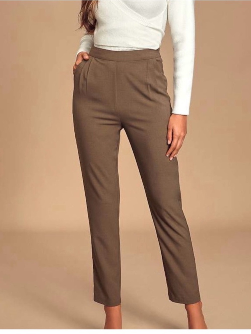 Lulu's Taupe Straight Leg Pants
